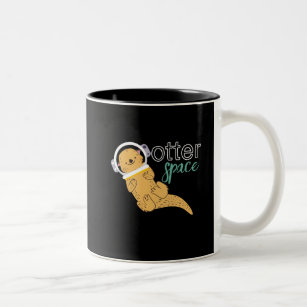 Funny Animal Cartoon Humour Otter Space Two-Tone Coffee Mug