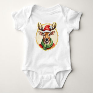 Funny Animal Christmas Favourites - Deer 2 Baby Bodysuit