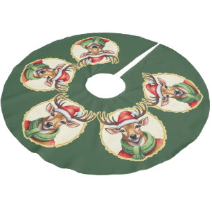 Funny Animal Christmas Favourites - Deer 2 Brushed Polyester Tree Skirt
