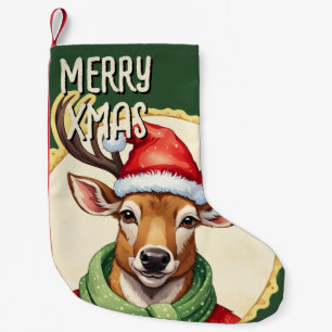 Funny Animal Christmas Favourites - Deer 2 Small Christmas Stocking