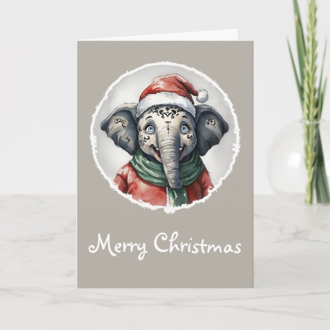 Funny Animal Christmas Favourites - Elephant 2 Card (Front)