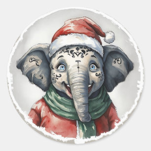 Funny Animal Christmas Favourites - Elephant 2 Classic Round Sticker