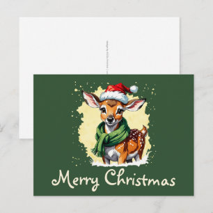 Funny Animal Christmas Favourites - Fawn 1 Postcard
