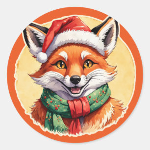 Funny Animal Christmas Favourites - Fox 1 Classic Round Sticker