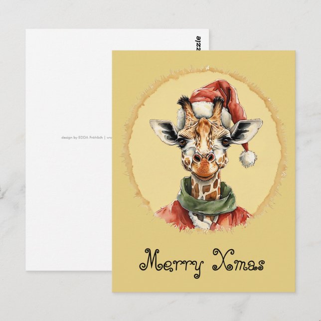 Funny Animal Christmas Favourites - Giraffe 1 Postcard (Front/Back)