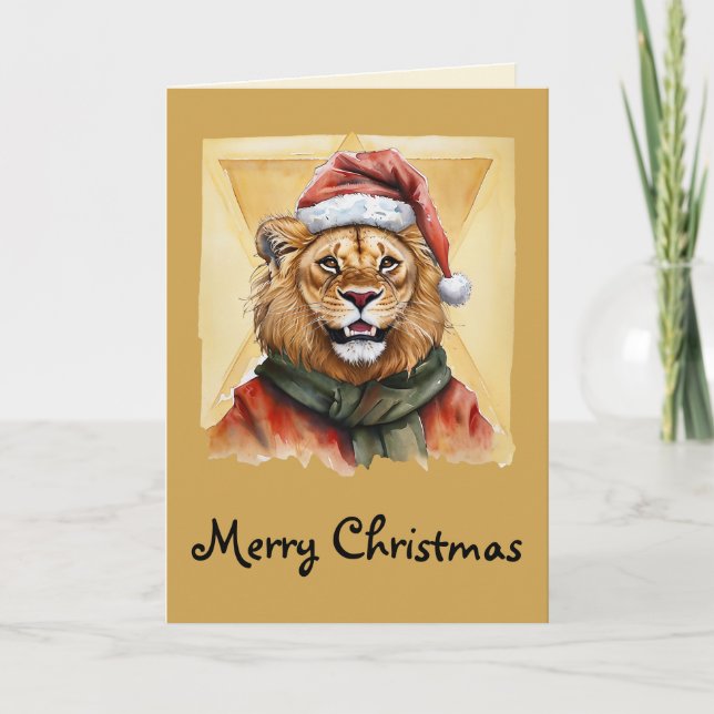 Funny Animal Christmas Favourites - Lion 1 Card (Front)