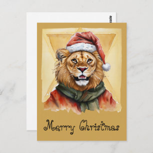 Funny Animal Christmas Favourites - Lion 1 Postcard