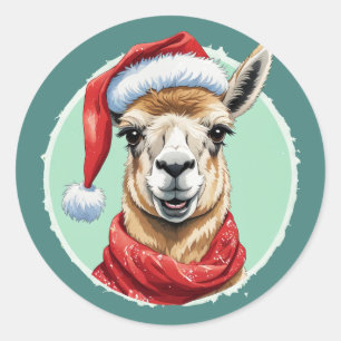 Funny Animal Christmas Favourites - Llama 1 Classic Round Sticker