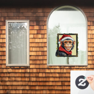 Funny Animal Christmas Favourites - Monkey 2 Window Cling