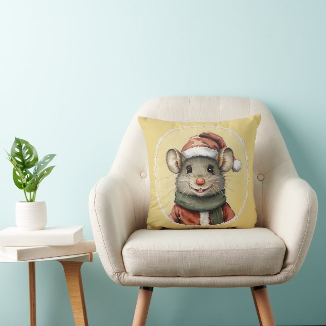 Funny Animal Christmas Favourites - Mouse 1 Cushion (Chair)