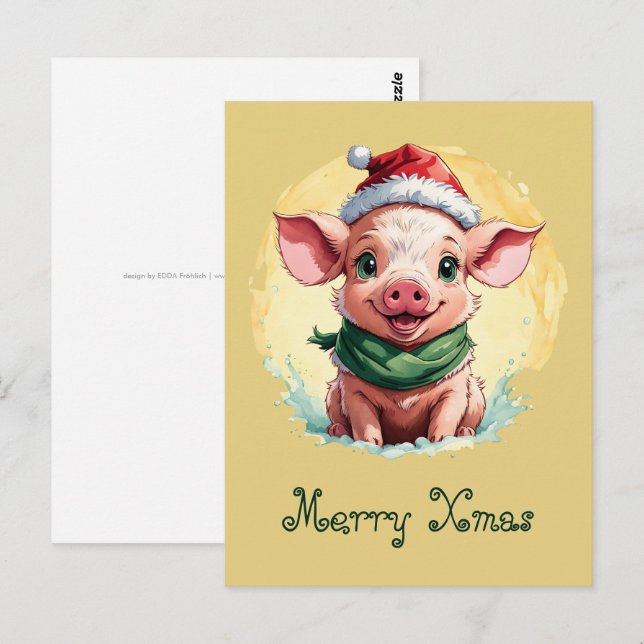 Funny Animal Christmas Favourites - Piglet 1 Postcard (Front/Back)