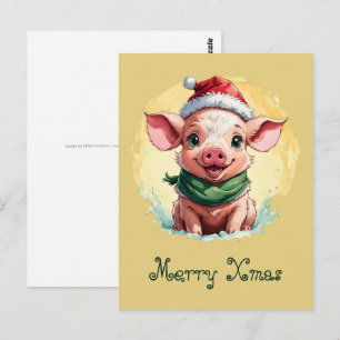 Funny Animal Christmas Favourites - Piglet 1 Postcard
