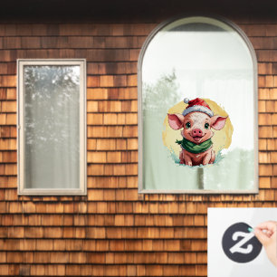 Funny Animal Christmas Favourites - Piglet 1 Window Cling