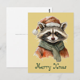 Funny Animal Christmas Favourites - Racoon 1 Postcard