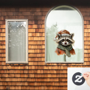 Funny Animal Christmas Favourites - Racoon 1 Window Cling