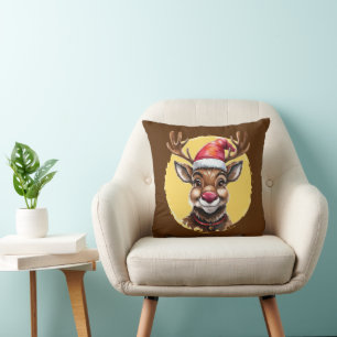 Funny Animal Christmas Favourites - Reindeer 1 Cushion