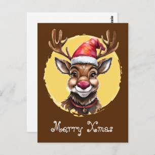 Funny Animal Christmas Favourites - Reindeer 1 Postcard