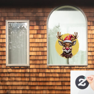Funny Animal Christmas Favourites - Reindeer 1 Window Cling