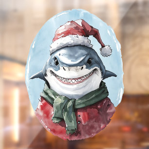 Funny Animal Christmas Favourites - Shark 1 Window Cling