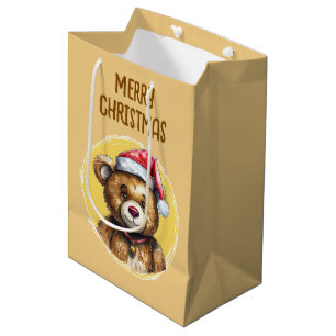 Funny Animal Christmas Favourites - Teddy Bear 1 Medium Gift Bag