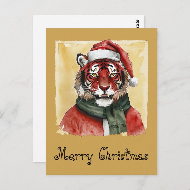 Funny Animal Christmas Favourites - Tiger 1 Postcard (Front/Back)