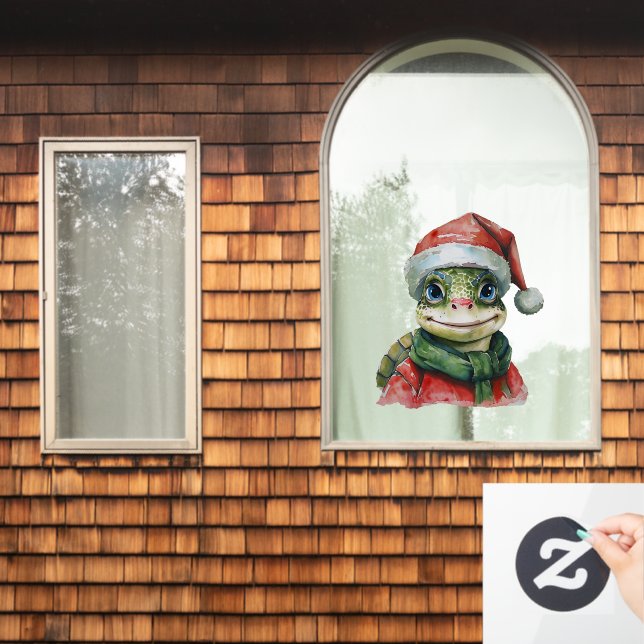 Funny Animal Christmas Favourites - Turtle 2 Window Cling (Home Window)