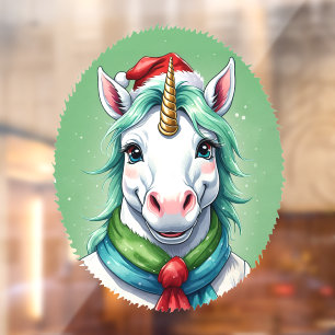 Funny Animal Christmas Favourites - Unicorn 1 Window Cling