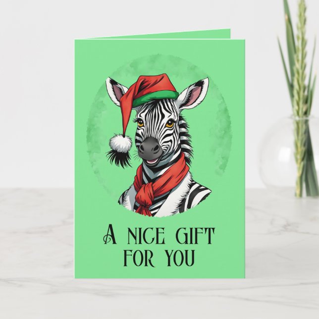 Funny Animal Christmas Favourites - Zebra 1 Card (Front)