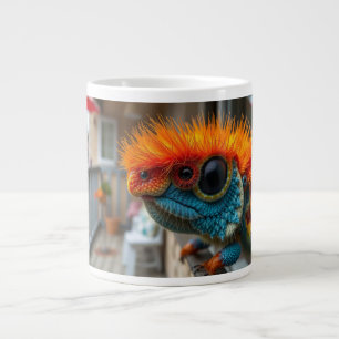 Funny animal colourful lizard large coffee mug