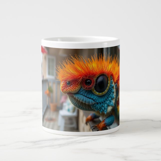 Funny animal colourful lizard large coffee mug (Front)