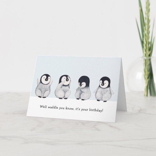 Funny Animal Cute Penguin Birthday Card (Front)