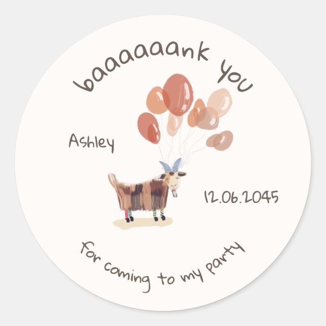 Funny Animal Cute Pet Silly Humour Cartoon Birthda Classic Round Sticker (Front)