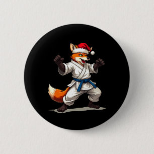 Funny Animal Fox In Karate Uniform For Christmas H 6 Cm Round Badge
