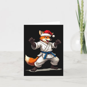Funny Animal Fox In Karate Uniform For Christmas H Card