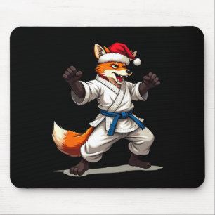 Funny Animal Fox In Karate Uniform For Christmas H Mouse Mat