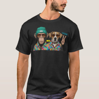 Funny Animal Friends T-Shirt | Cool Monkey Dog  