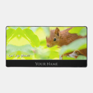 Funny animal funny squirrel let´s go nuts quote desk mat