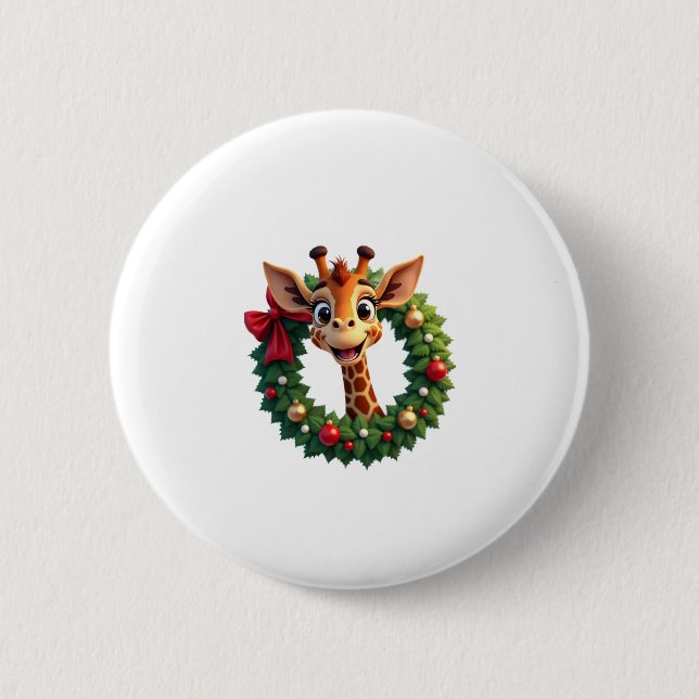 Funny Animal Giraffe Meme Face Festive Xmas T-Shir 6 Cm Round Badge (Front)