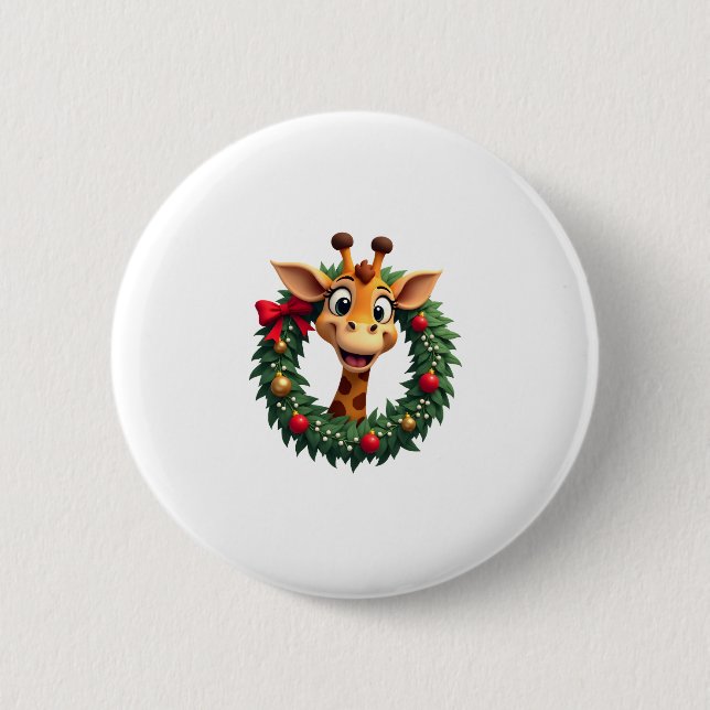 Funny Animal Giraffe Meme Face Festive Xmas T-Shir 6 Cm Round Badge (Front)