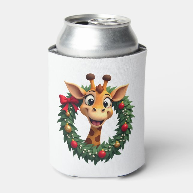 Funny Animal Giraffe Meme Face Festive Xmas T-Shir Can Cooler (Can Front)