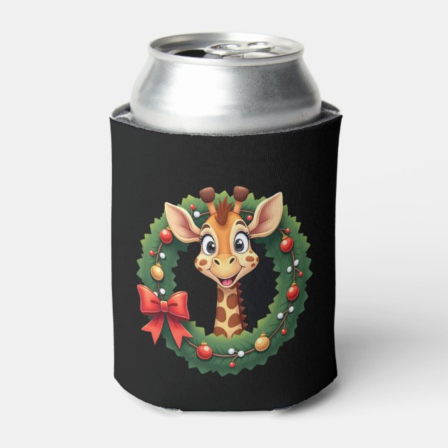 Funny Animal Giraffe Meme Face Festive Xmas T-Shir Can Cooler (Can Front)
