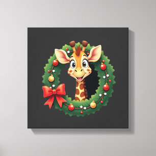 Funny Animal Giraffe Meme Face Festive Xmas T-Shir Canvas Print
