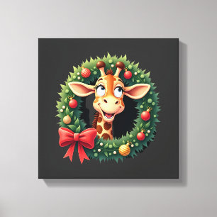 Funny Animal Giraffe Meme Face Festive Xmas T-Shir Canvas Print
