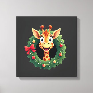 Funny Animal Giraffe Meme Face Festive Xmas T-Shir Canvas Print