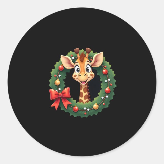Funny Animal Giraffe Meme Face Festive Xmas T-Shir Classic Round Sticker (Front)