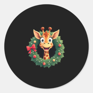 Funny Animal Giraffe Meme Face Festive Xmas T-Shir Classic Round Sticker