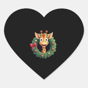 Funny Animal Giraffe Meme Face Festive Xmas T-Shir Heart Sticker
