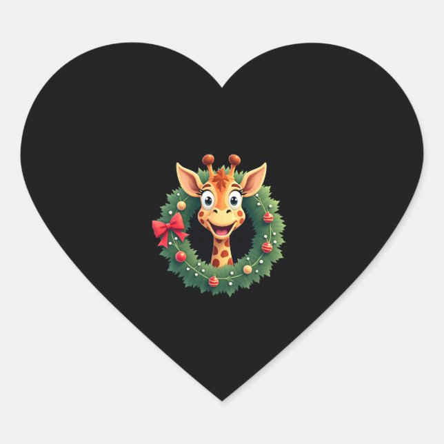 Funny Animal Giraffe Meme Face Festive Xmas T-Shir Heart Sticker (Front)