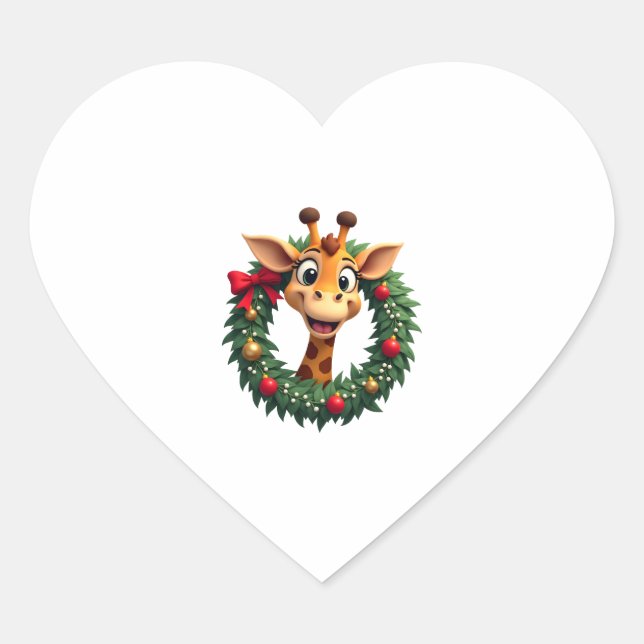 Funny Animal Giraffe Meme Face Festive Xmas T-Shir Heart Sticker (Front)
