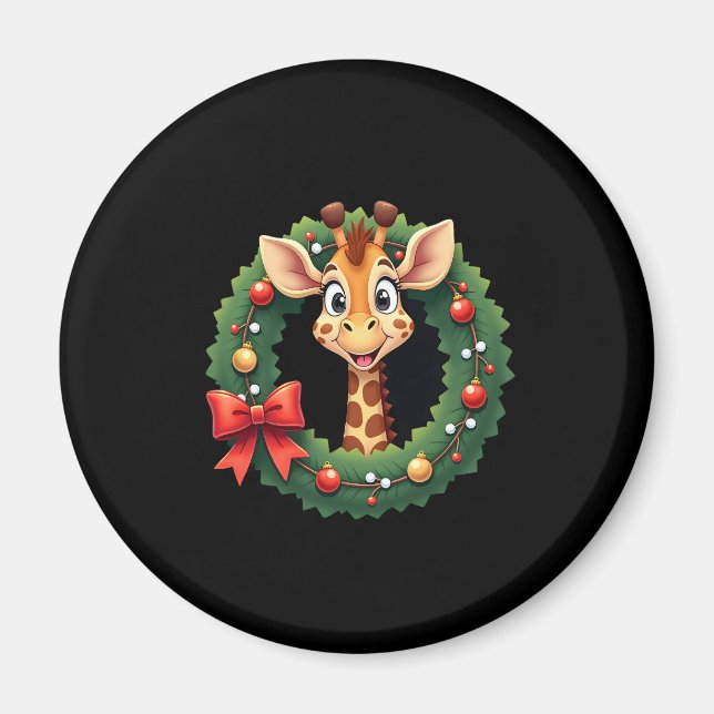 Funny Animal Giraffe Meme Face Festive Xmas T-Shir Magnet (Front)